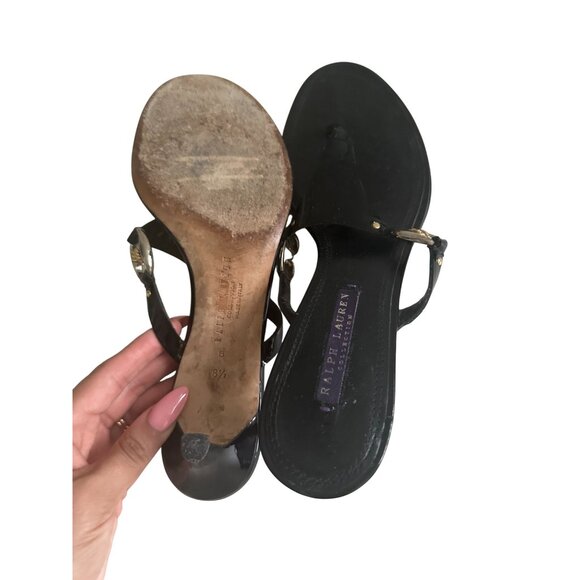 RALPH LAUREN Purple Label Black Kitten Heels Size 8.5 - Picture 7 of 10